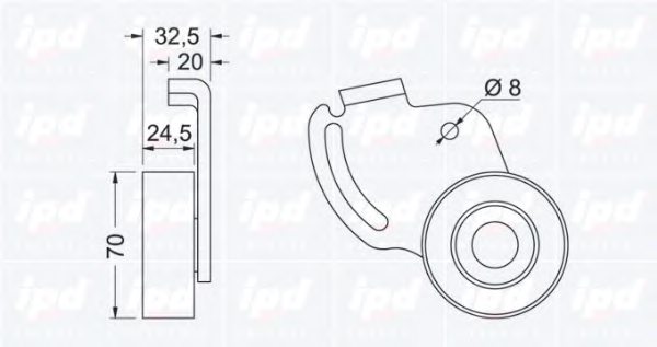 IPD 14-0524 Tensioner Pulley, v-ribbed belt
